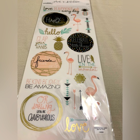 40pc Floral,Travel,Phrases,Flamingos & Stickers & 1 Be Kind Stamp & Ink Pad - Picture 3 of 7